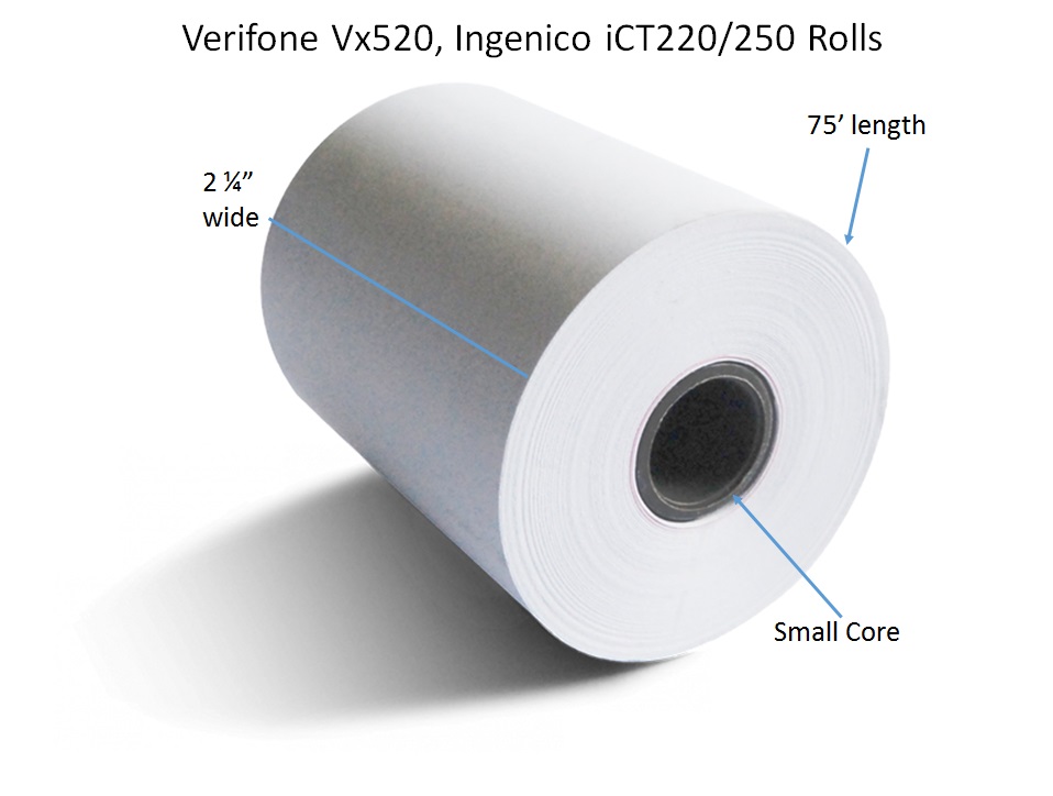 100 Rolls 2 1/4 x 74 Thermal Paper for the Vx520 POS Credit Card Terminal 