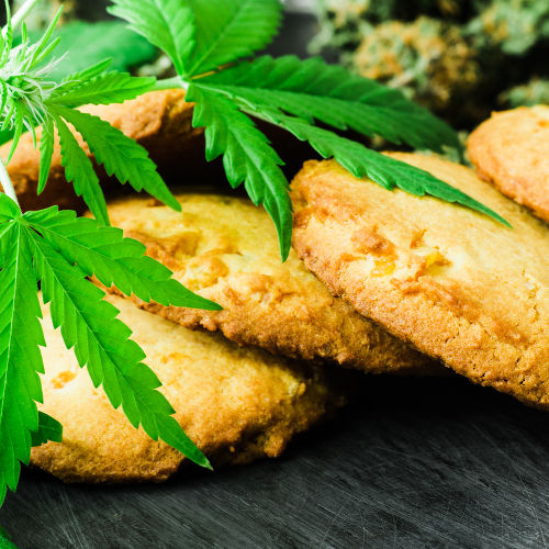 CBD Edibles Marijuana Leaf at Dispensary