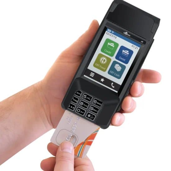 Dejavoo Z9 — in hand, card insert
